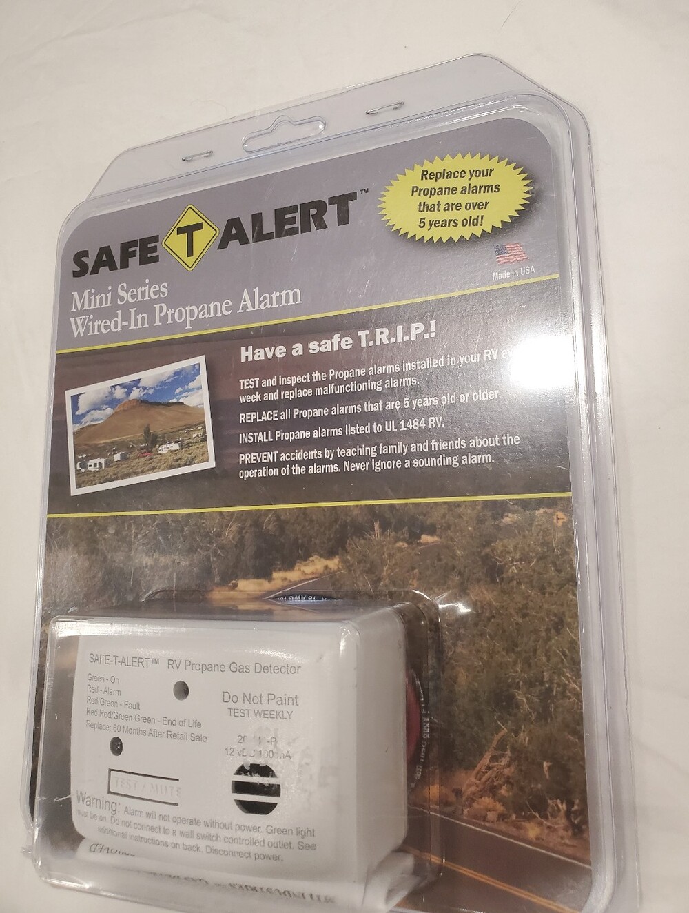 Safe-T-Alert Mini Series RV Propane Gas Alarm 12V Wired-In White NIB